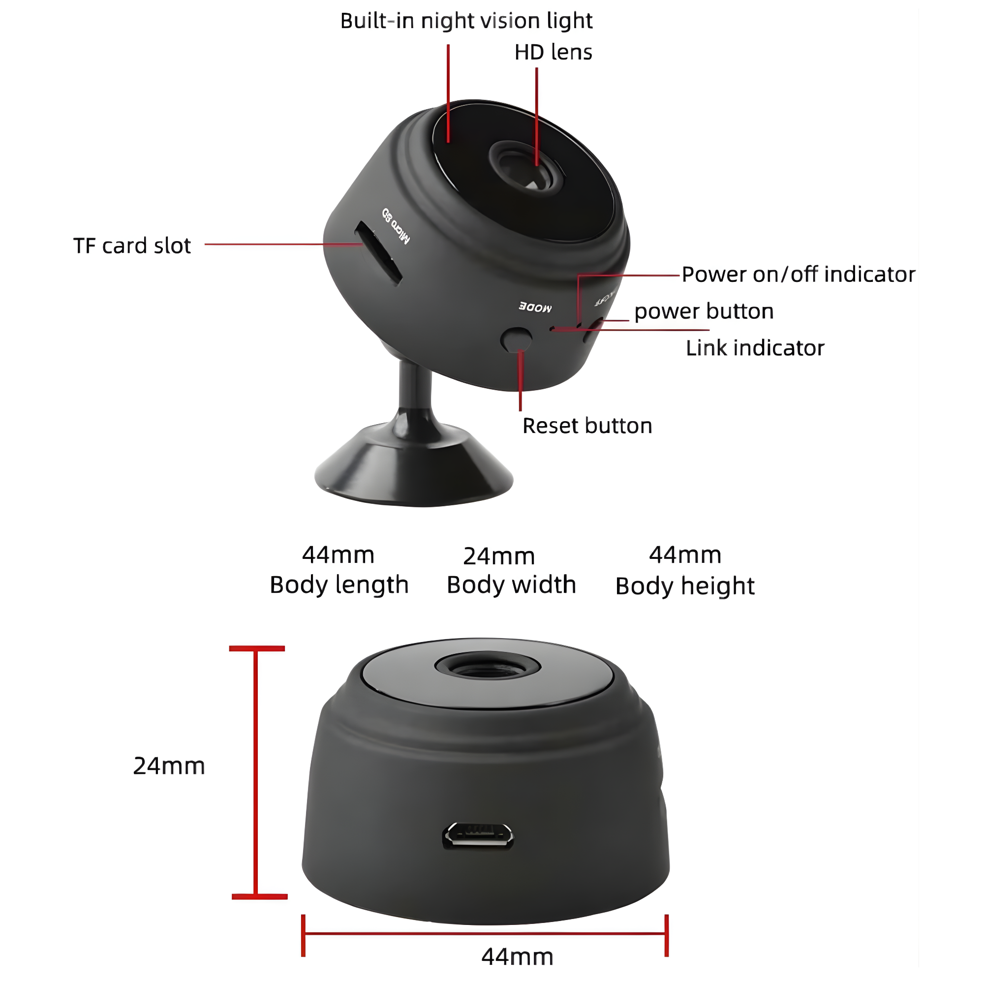 Mini Cámara Espía WiFi 1080p – Vigilancia Inteligente Día y Noche