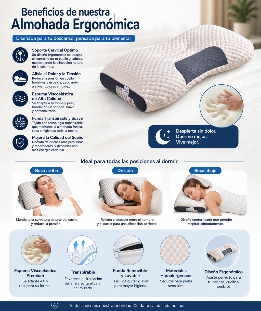 Almohada Para Cuello Viral – Duerme Sin Dolor Esta Noche