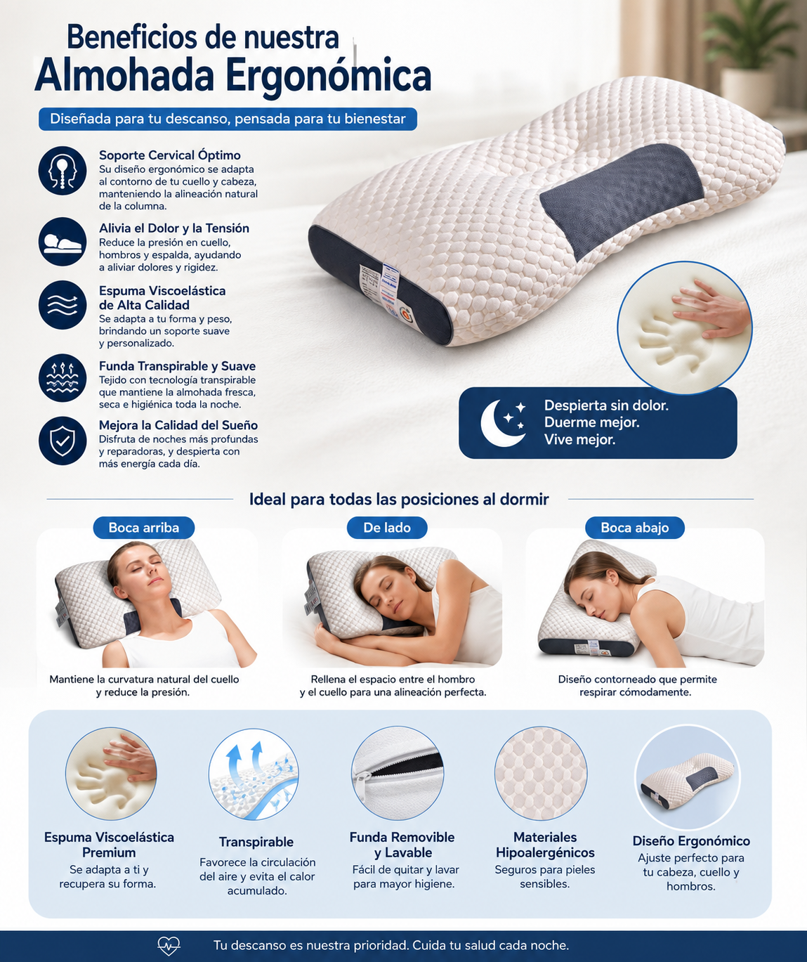 Almohada Para Cuello Viral – Duerme Sin Dolor Esta Noche